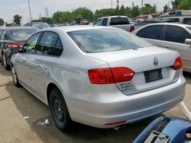 3VW1K7AJ6BM371918 - 2011 VOLKSWAGEN JETTA BASE SILVER photo 3