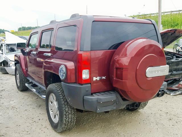 5GTEN13E698116556 - 2009 HUMMER H3 MAROON photo 3