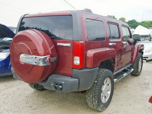 5GTEN13E698116556 - 2009 HUMMER H3 MAROON photo 4