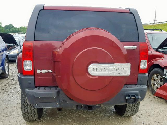 5GTEN13E698116556 - 2009 HUMMER H3 MAROON photo 9