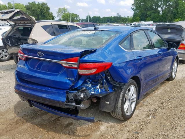 3FA6P0UU6JR100453 - 2018 FORD FUSION S H BLUE photo 4