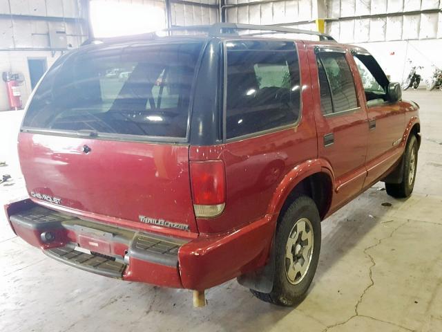 1GNDT13X73K149450 - 2003 CHEVROLET BLAZER RED photo 4