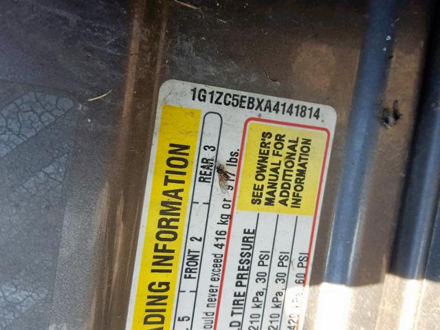 1G1ZC5EBXA4141814 - 2010 CHEVROLET MALIBU 1LT 灰色 照片 10