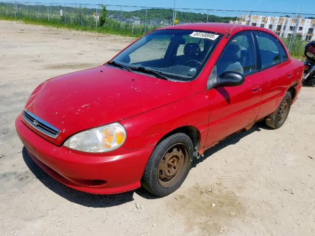 KNADC123026183368 - 2002 KIA RIO RED photo 2