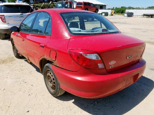 KNADC123026183368 - 2002 KIA RIO RED photo 3