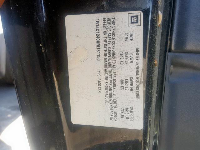 1G1JC1240VM131150 - 1997 CHEVROLET CAVALIER B BLACK photo 10