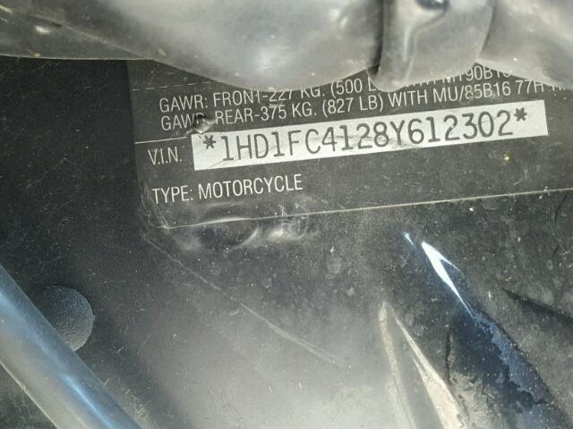 1HD1FC4128Y612302 - 2008 HARLEY-DAVIDSON FLHTCUI BLACK photo 10