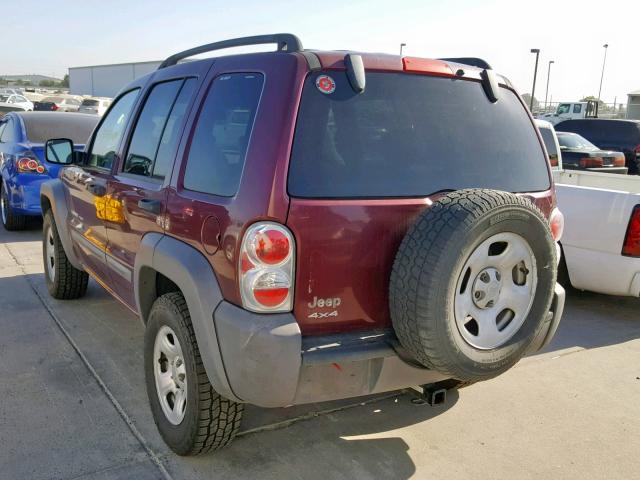 1J4GL48K83W545166 - 2003 JEEP LIBERTY SP BURGUNDY photo 3