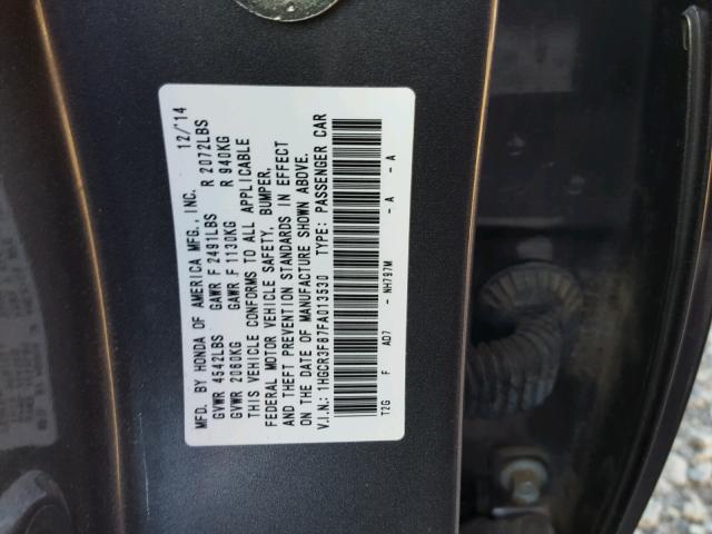 1HGCR3F87FA013530 - 2015 HONDA ACCORD EXL GRAY photo 10