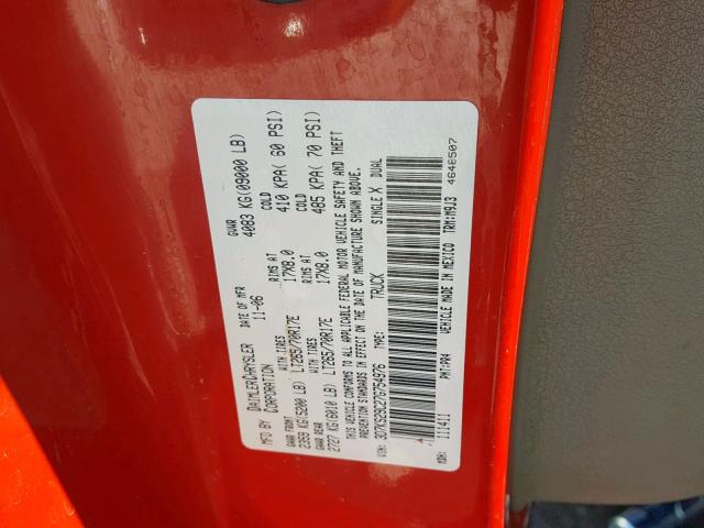 3D7KS29C27G754976 - 2007 DODGE RAM 2500 RED photo 10