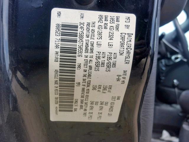 3C4FY58BX5T505916 - 2005 CHRYSLER PT CRUISER BLACK photo 9