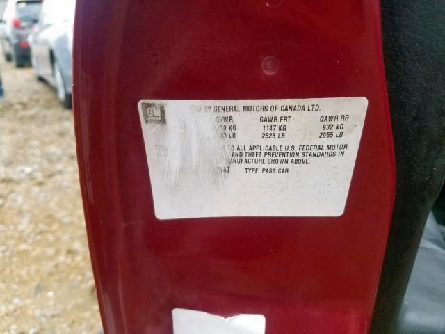 2G2WR554061196547 - 2006 PONTIAC GRAND PRIX MAROON photo 10