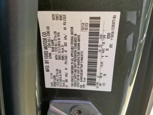 NM0GE9F79F1190373 - 2015 FORD TRANSIT CO GRAY photo 10