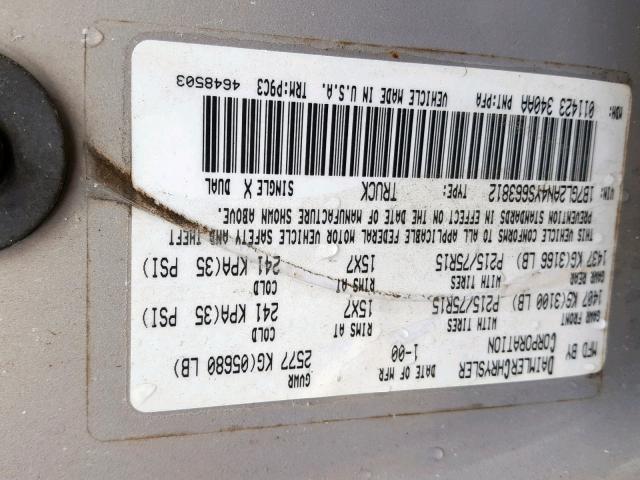 1B7GL2AN4YS663812 - 2000 DODGE DAKOTA QUA GRAY photo 10