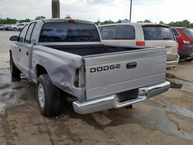 1B7GL2AN4YS663812 - 2000 DODGE DAKOTA QUA GRAY photo 3