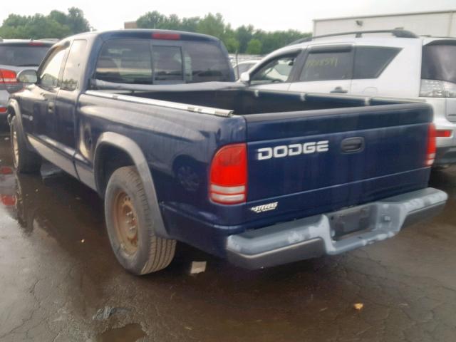 1B7GL12X12S666815 - 2002 DODGE DAKOTA BAS BLUE photo 3