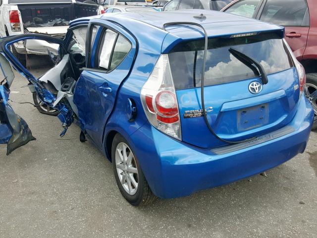 JTDKDTB38C1006701 - 2012 TOYOTA PRIUS C BLUE photo 3