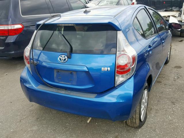 JTDKDTB38C1006701 - 2012 TOYOTA PRIUS C BLUE photo 4