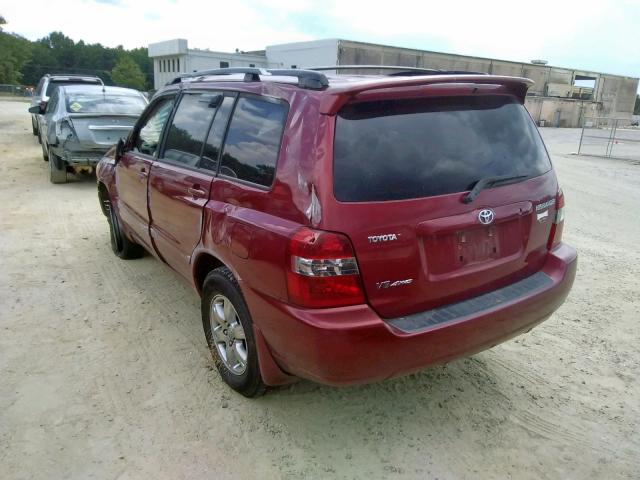 JTEHP21A970206487 - 2007 TOYOTA HIGHLANDER RED photo 3