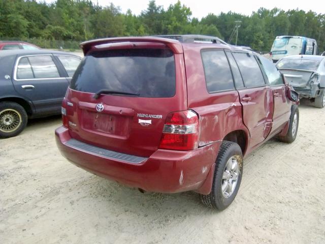 JTEHP21A970206487 - 2007 TOYOTA HIGHLANDER RED photo 4