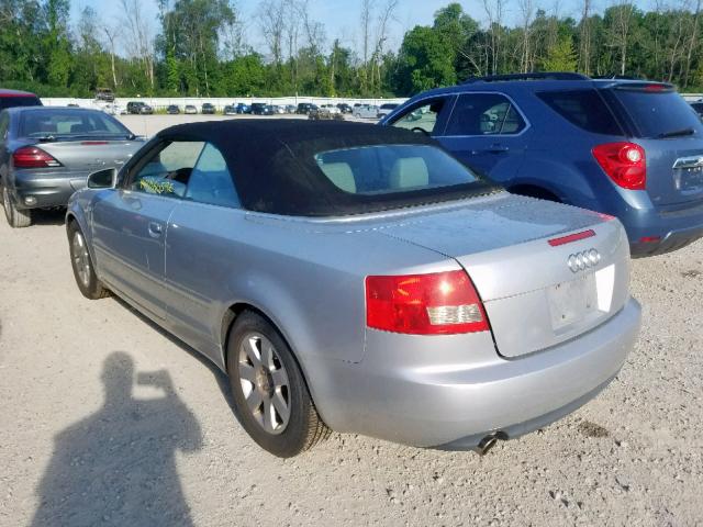 WAUAT48HX3K015320 - 2003 AUDI A4 3.0 CAB GRAY photo 3