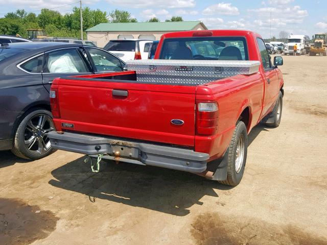 1FTYR10U81TA73232 - 2001 FORD RANGER RED photo 4