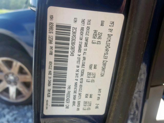 2C3KA53G36H387549 - 2006 CHRYSLER 300 TOURIN BLUE photo 10