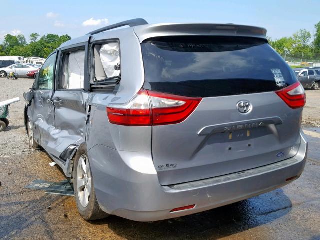 5TDKZ3DC9HS795370 - 2017 TOYOTA SIENNA LE SILVER photo 3