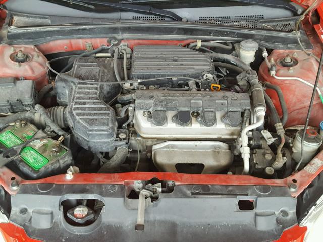 1HGES16345L027491 - 2005 HONDA CIVIC DX V RED photo 7