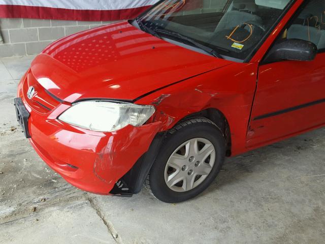 1HGES16345L027491 - 2005 HONDA CIVIC DX V RED photo 9