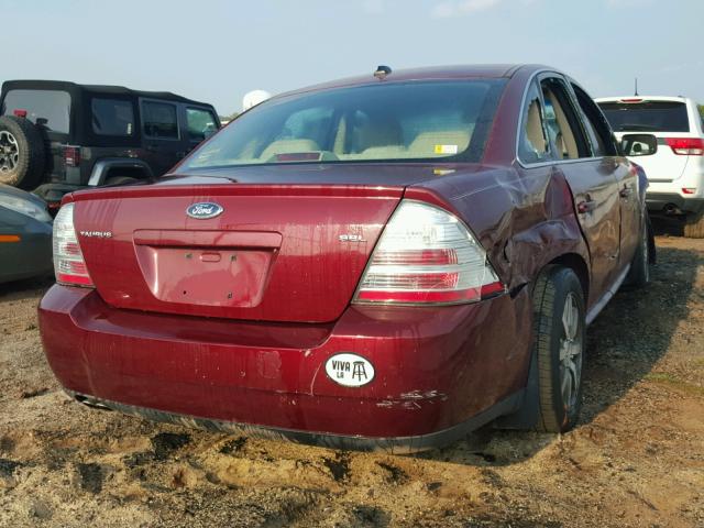 1FAHP24W28G134574 - 2008 FORD TAURUS SEL RED photo 4