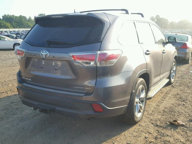 5TDDKRFH6FS150004 - 2015 TOYOTA HIGHLANDER CHARCOAL photo 4