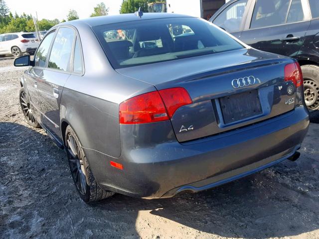 WAUEF78E37A069456 - 2007 AUDI A4 S-LINE GRAY photo 3