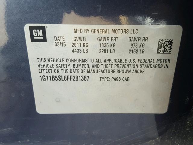 1G11B5SL8FF281367 - 2015 CHEVROLET MALIBU LS BLUE photo 10