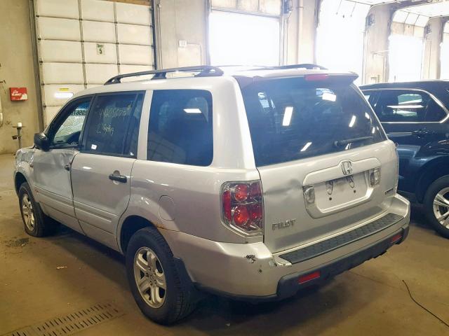 2HKYF18136H547585 - 2006 HONDA PILOT LX SILVER photo 3