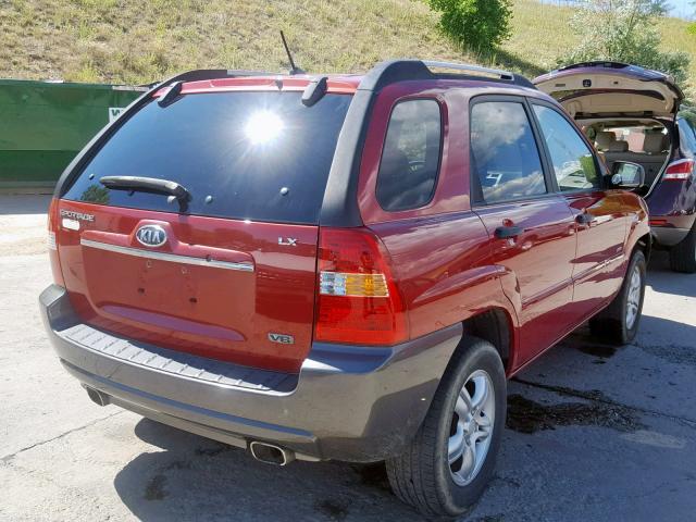 KNDJE723677422961 - 2007 KIA SPORTAGE E RED photo 4