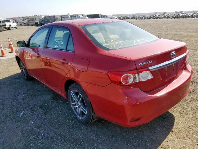 2T1BU4EE2DC939266 - 2013 TOYOTA COROLLA BA RED photo 3