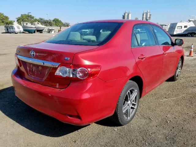 2T1BU4EE2DC939266 - 2013 TOYOTA COROLLA BA RED photo 4