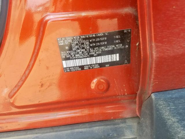 2T3YFREV9GW289475 - 2016 TOYOTA RAV4 LIMIT ORANGE photo 10