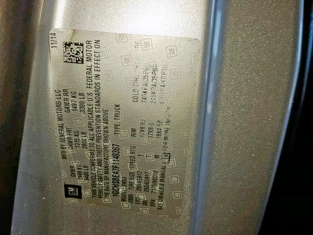 1GCHSBEA7F1148367 - 2015 CHEVROLET COLORADO L SILVER photo 10