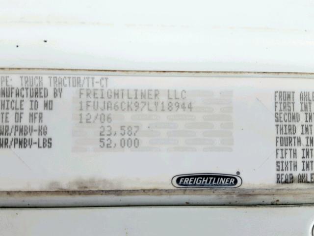 1FUJA6CK97LY18944 - 2007 FREIGHTLINER CONVENTION WHITE photo 10