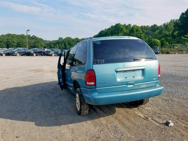 1B4GP45R4VB450638 - 1997 DODGE CARAVAN SE BLUE photo 3