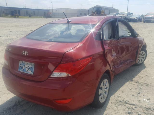 KMHCT4AE1HU394016 - 2017 HYUNDAI ACCENT SE RED photo 4