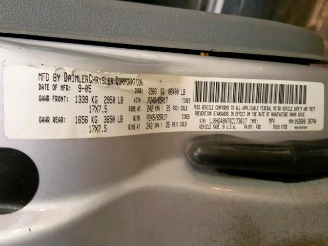 1J8HG48N76C173617 - 2006 JEEP COMMANDER SILVER photo 10