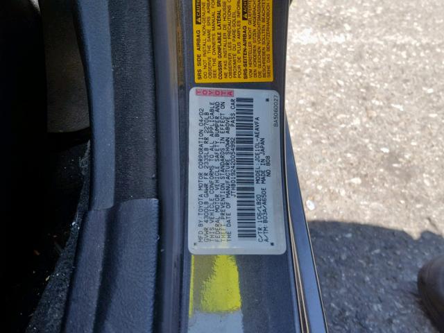 JTHBD192420054992 - 2002 LEXUS IS 300 GRAY photo 10