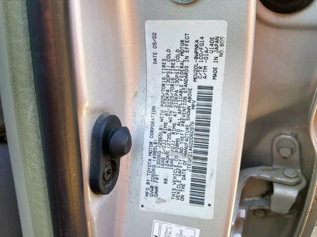 JTEGF21A620060976 - 2002 TOYOTA HIGHLANDER SILVER photo 10