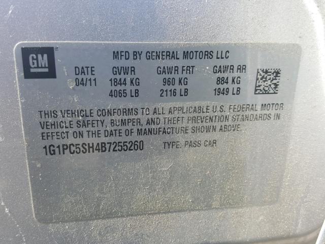 1G1PC5SH4B7255260 - 2011 CHEVROLET CRUZE LS SILVER photo 10