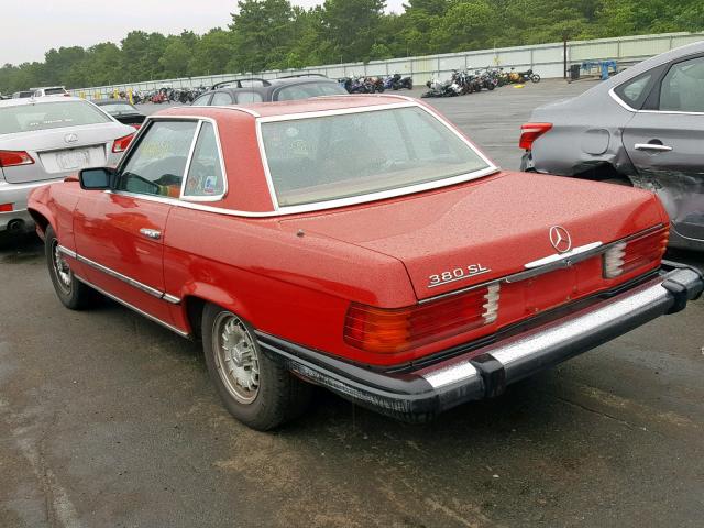 WDBBA45C1FA030593 - 1985 MERCEDES-BENZ 380 SL RED photo 3