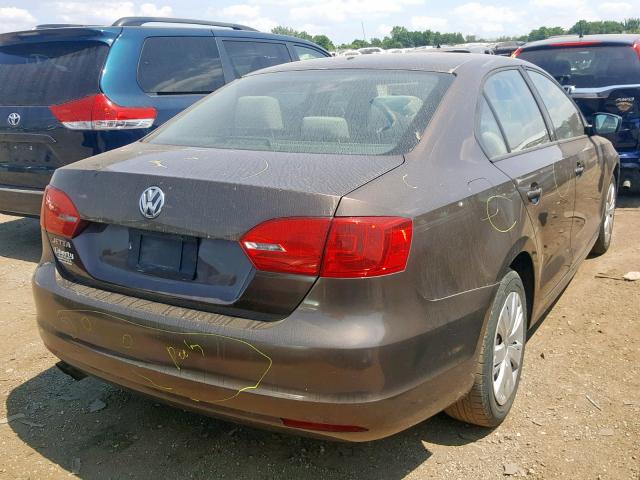 3VW2K7AJ7CM345432 - 2012 VOLKSWAGEN JETTA BASE BROWN photo 4