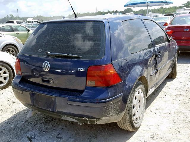 9BWBP61J734076607 - 2003 VOLKSWAGEN GOLF GL TD BLUE photo 4